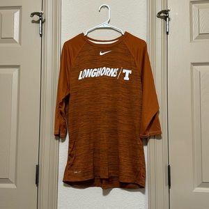 **Texas Longhorns Baseball Team Issued** 3/4 Sleeve Dri-fit Shirt